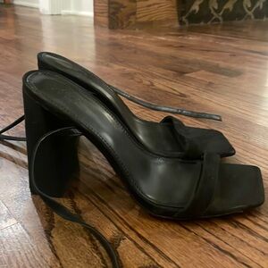 ASOS black soft heels with ankle straps